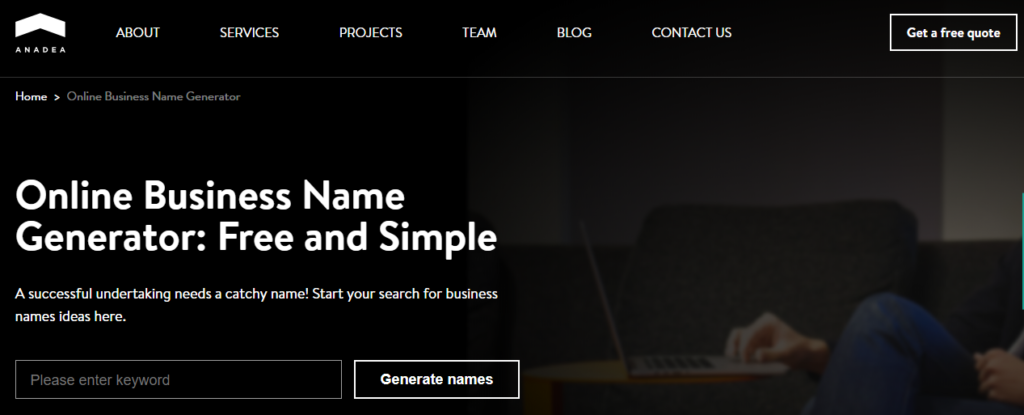 Online business name generator